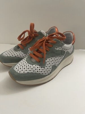 VADDIA LEATHER SNEAKER AQUA/ORANGE WOMENS SZ 38 - Image 1 of 4