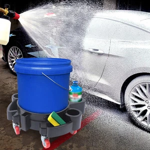 Heavy Duty Rolling Car Wash Dolly Cart For Bucket Detailing Cleaning Kits Holder - Picture 1 of 12