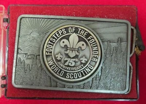 75th World Scouting Footsteps Of The Founder Belt Buckle [X-2175] - Picture 1 of 1