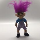 Street Kids Troll  Action Figure 1991 Purple Hair Overalls Sunglasses 5"-Vintage