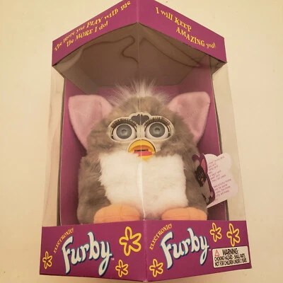 WORKING! FURBY 1998 ORIGINAL 1st Generation TABBY GREY & WHITE!  NIB! - Image 1 of 4