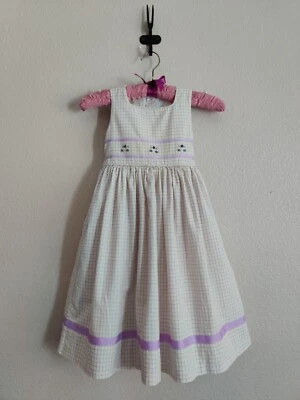 Strasburg Children Cotton Sleeveless Dress Size 4Y Lavender /Yellow Plaid Spring - Image 1 of 4