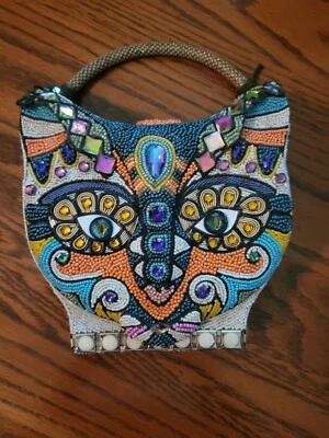 Bolso de mano Mary Frances gato con cuentas 6 1/2 x 6-1/2 nuevo sin etiquetas Foto 1 de 4