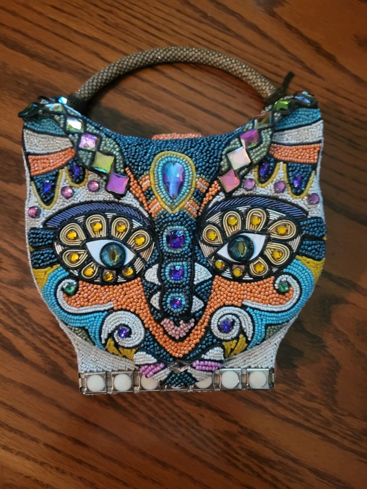 Bolso de mano Mary Frances gato con cuentas 6 1/2 x 6-1/2 nuevo sin etiquetas Foto 1 de 4
