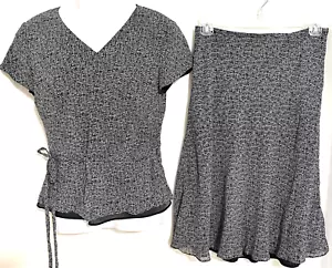 Conjunto de falda superior de seda pura Talbots cintura corbata mujer 12 pequeña forrada ligera - Imagen 1 de 14