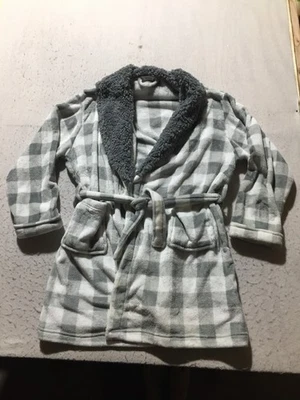 Bata polar Cervantes para mujer L/XL gris blanco bolsillos a cuadros cordón manchado Foto 1 de 4