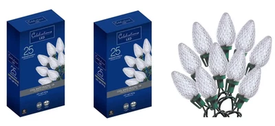 Christmas String Light LED C9 25ct 16' ft Cool White, Celebrations 47656-71 2-PK - Image 1 of 3