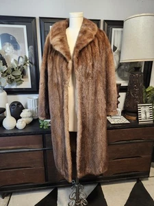 Vintage Full Length Brown MINK FUR Coat Sz Medium/Large STUNNING! - Picture 1 of 8