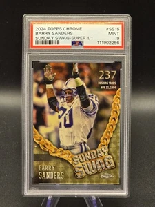 2024 Topps Chrome 1/1 Superfractor Barry Sanders Sunday Swag PSA 9 - Picture 1 of 2