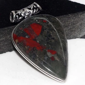 Riesiger afrikanischer Blutstein 925 Silber vergoldet Anhänger 2,2" Neu eingetroffen GW - Bild 1 von 3