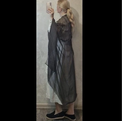 BRUNELLO CUCINELLI 特大号丝绸围巾披肩棕色豪华纯色披肩 — 第 1/3 张图片