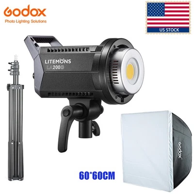 Luz de vídeo contínua Godox Litemons LA200D 230W +60*60cm softbox + suporte 2M - Imagem 1 de 4