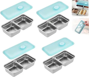 4PCS Double Compartment Condiment Container With Lids - Reusable Snack Pack ... - Picture 1 of 6