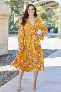 Vestido floral manga volante con detalle de lazo de moda - Imagen 1 de 6