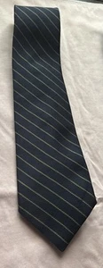 Paul Stuart Tie Repp Navy Blue Green Pea Stripe Silk 3.75” X 59” France - Picture 1 of 3