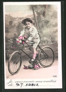Old postcard Saint-Amour, boy on his bicycle - Picture 1 of 2