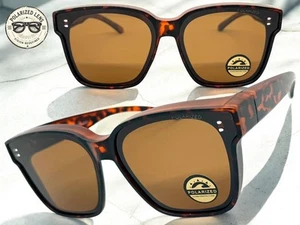 Classic Vintage Retro Fit Over RX SUN GLASSES Big Tortoise Frame POLARIZED Lens - Picture 1 of 7