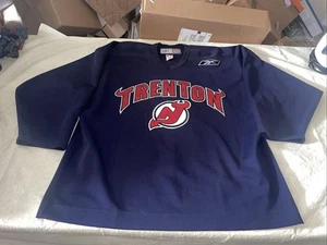 Authentic Trenton Devils Practice Echl Jersey Mens 56 Blue Clean Reebok Mic - Picture 1 of 8