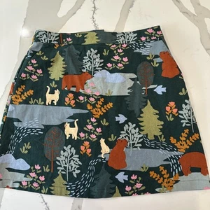Falda Princesa Highway Retro Bosque Bosque Estampado Mezcla Lino Forrada Talla 12 - Imagen 1 de 11