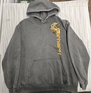 Carhartt Relaxed Grey Hoodie Men’s Logo Size XL Camouflage Graphic - Picture 1 of 7
