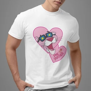 Camiseta Pantera Rosa Linda Camiseta Gráfica Dibujos Animados Unisex Divertida Diseño Corazón Top - Imagen 1 de 6