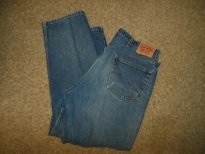 Jeans Levis 505 regular fit uomo 42X32 blu 5 tasche denim zip mosca rotto - Foto 1 di 3