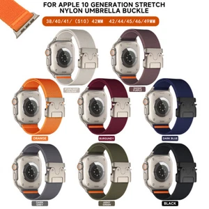 Cinturino in nylon Solo Loop fibbia stile paracadute per Apple Watch Ultra/10/9/8/7/6/5/4 - Foto 1 di 36