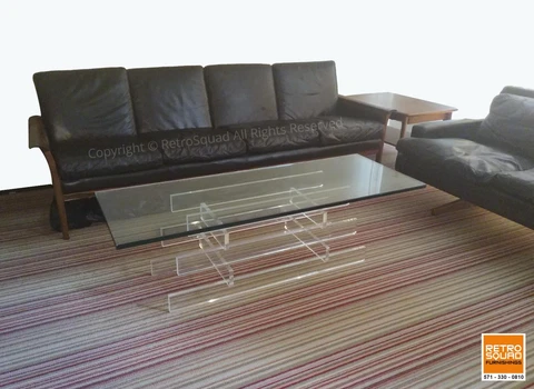 Danish Modern Lucite & Glass Coffee Table Style of Karl Springe Mid Century MCM Cover