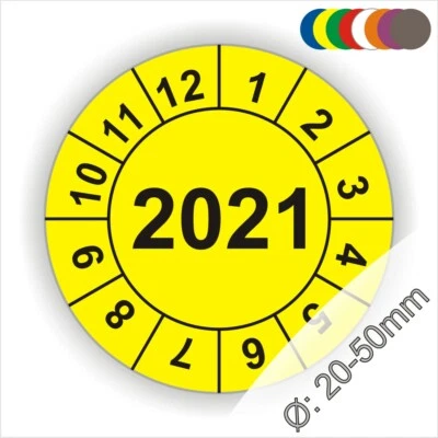 PRINTENGEL © UVV Prüfplakette Jahresplaketten Aufkleber Ø 20-50mm ASR,TRBS,DGUV,BetrSichV,BGV