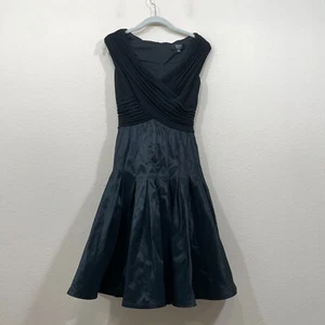 TADASHI Collection Size 4 Dress Black Ruched Taffeta Gown Satin Silk Event - Picture 1 of 12