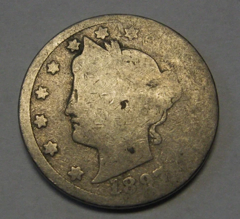 1897 Liberty V Nickel in Low Grade  A Great Filler Coin Priced Right FREE S&H Cover