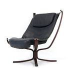 Retro Vintage Sigurd Ressell Leather Falcon Lounge Chair Mid Century Danish 70s