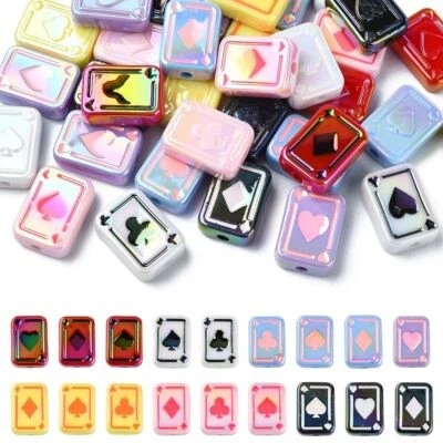 35pcs Acrylic Playing Card Beads Poker Beads Spade Heart Beads for Jewelry DIY - Image 1 of 4