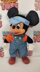 MICKEY MOUSE PELUCHE SALOPETTE JEANS CAM TOYS ITALY ANNI 80 NEW TOPOLINO DISNEY - Foto 1 di 4