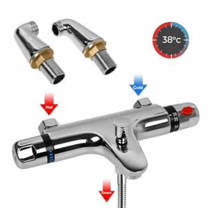Chrome Bathroom Thermostatic Bath Shower Mixer Taps Deck Mounted Valve Bar Tap - Picture 1 of 11