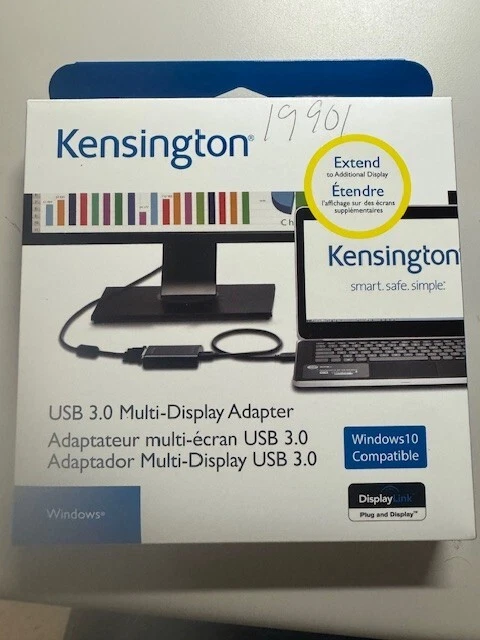 KENSINGTON USB 3.0 MULTI-DISPLAY ADAPTER W/ DISPLAYLINK NEW IN BOX - Image 1 of 1