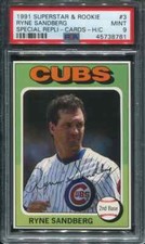 PSA 9 MINT 1991 SUPERSTAR & ROOKIE REPLI-CARDS RYNE SANDBERG #3 CUBS 38781 B215