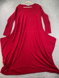 Bryn Walker Dress Womens 1X Maroon Stretch Maxi Long Sleeve Lagenlook Made USA - Picture 1 of 13