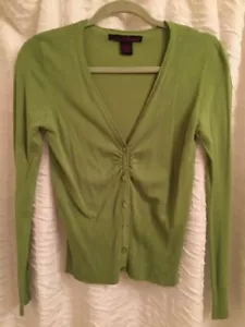 Willi Smith Fern Green Cardigan Sweater V Neck Light Weight Size Sm/Med ๐ต๐ต - Picture 1 of 4