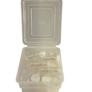 #6273 Plastic bottles bead craft containers quantity 24 and storage box - Picture 1 of 10