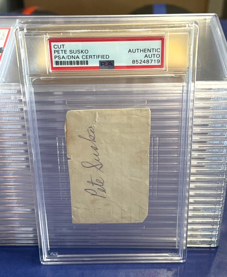 Pete Susko 2x4 Signed Cut Index Card 1934 Washington Senators D. 1978 PSA COA - Image 1 of 3