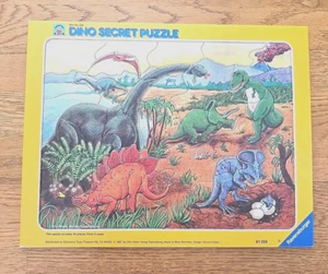 Vintage Ravensburger Dino SECRET PUZZLE Cardboard 1987 Dino Facts On Tray Board - Picture 1 of 6