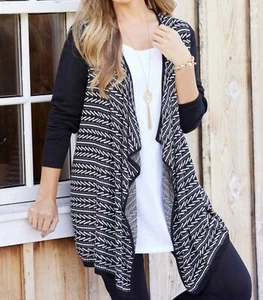Catherines 2X Damen Strickjacke Boho weich fallend Jacquard asymmetrisch Strickpullover - Bild 1 von 5