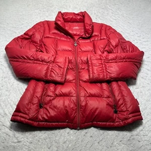 Calvin Klein Packable Lightweight Premium Down Puffer Jacket Red Womens Large L - Picture 1 of 12