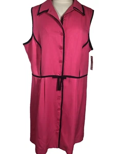 Shelby & Palmer Womens Sheath Dress Size 20W Hot Pink With Black Trim Sleeveless - Picture 1 of 11