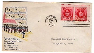 #880 John Philip Sousa Composer Famous Amer FDC 1940 - H/D Henthorne SEE Scans - Image 1 of 4