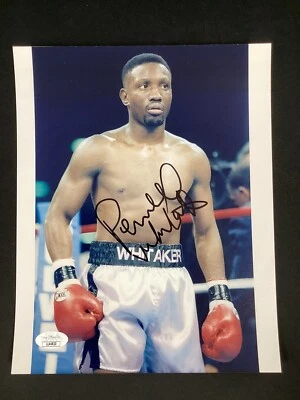Pernell Whitaker Signed Photo 8x10 Boxing Trunks Black Autograph FOY HOF JSA 1 - Image 1 of 2