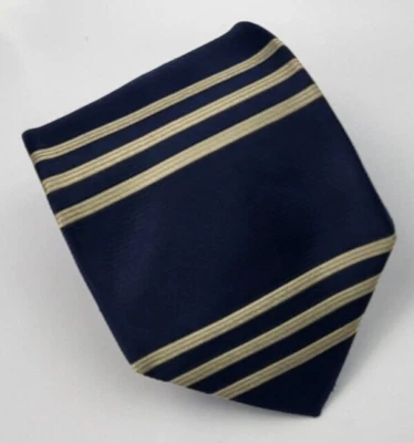 Corbata de seda Lands' End azul estaño gris rayas hombre EE. UU. 56 x 3,5/8 Foto 1 de 4