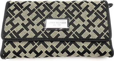 NEW Tommy Hilfiger Tri-fold Continental Checkbook & Wallet-Black/Tan - Image 1 of 3