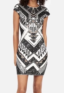 EXPRESS Allover Geo Sequin Stretch Lined Bodycon Dress, Art Deco Great Gatsby S - Picture 1 of 14